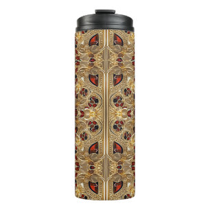 Golden Blume Red Gemstone Thermal Tumbler Thermosbecher