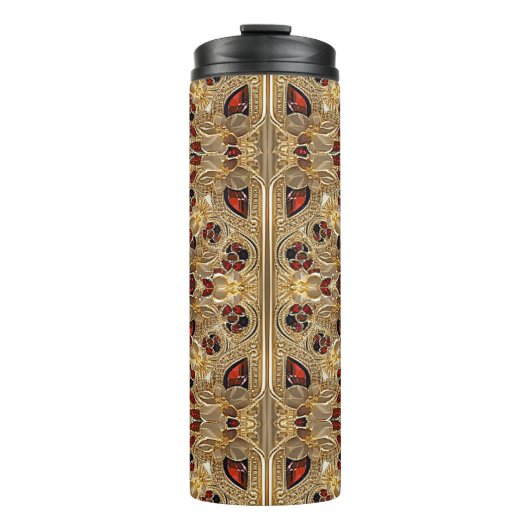 Golden Blume Red Gemstone Thermal Tumbler Thermosbecher (Vorderseite)