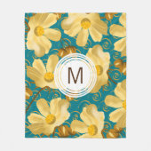 Golden Blume und Pods Custom Monogram Fleecedecke (Vorderseite)