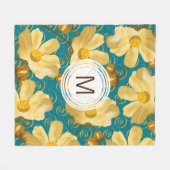 Golden Blume und Pods Custom Monogram Fleecedecke (Vorderseite (Horizontal))