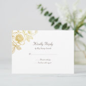 Golden Blume Wedding RVSP Card RSVP Karte (Stehend Vorderseite)