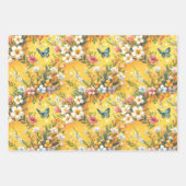 Golden Blumen Garten 3 Geschenkpapier Set (Vorderseite)