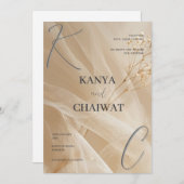 Golden Blush Botanical Wedding Invitation Feiertagskarte (Vorne/Hinten)