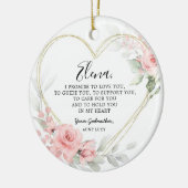 Golden Blush Pink Heart Geometric Godeltern Keramik Ornament (Links)