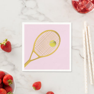Golden & Blush Pink Modernes Tennisball Ball Racke Serviette