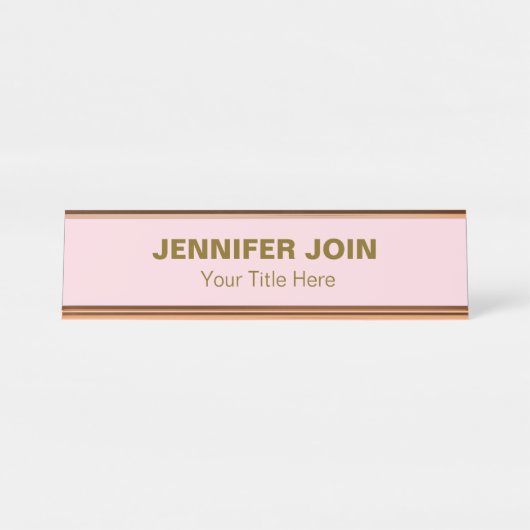 Golden Blush Schreibtisch Name Plakat Schreibtischnamensplakette (Vorderseite )