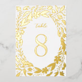 Golden Boho Blumengrenzgarten Tischnummern (Vorderseite)