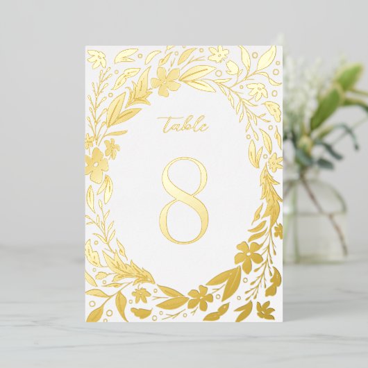 Golden Boho Blumengrenzgarten Tischnummern (Stehend vorne)