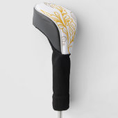 Golden Boho Leaf Design Golf Headcover (angewinkelt)