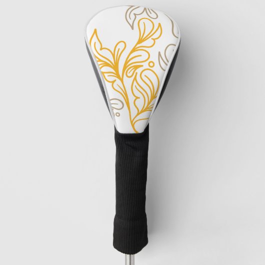 Golden Boho Leaf Design Golf Headcover (Vorderseite)