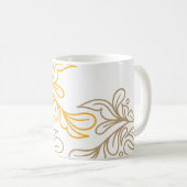 Golden Boho Leaf Design Kaffeetasse (VorderseiteRechts)