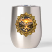 Golden Boho Mandala Mountain Sunset | Boho Sun Art (Vorderseite)