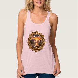 Golden Boho Mandala Mountain Sunset | Boho Sun Art Tank Top