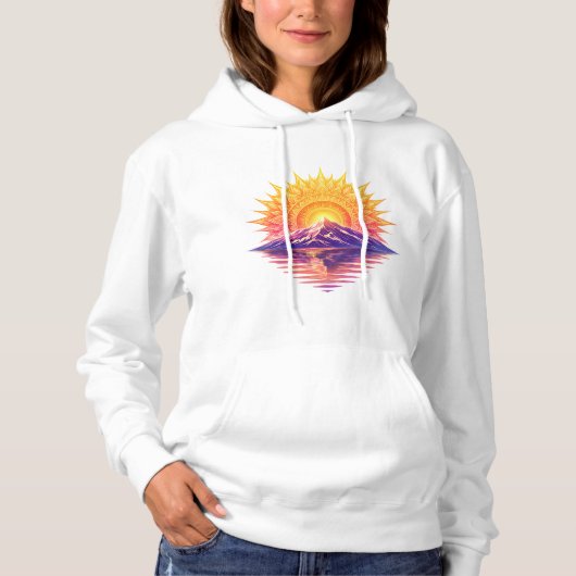 Golden Boho Mandala Sun Mountain Sunset Reflection Hoodie (Vorderseite)