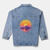 Golden Boho Mandala Sun Mountain Sunset Reflection Jeansjacke (Rückseite)