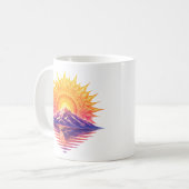 Golden Boho Mandala Sun Mountain Sunset Reflection Kaffeetasse (Vorderseite Links)