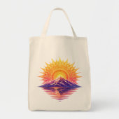 Golden Boho Mandala Sun Mountain Sunset Reflection Tragetasche (Vorne)