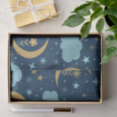 Golden Boho Moon mit blauen Wolken Seidenpapier (Geschenk)