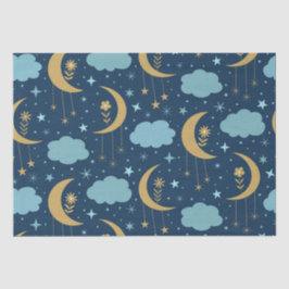 Golden Boho Moon mit blauen Wolken Seidenpapier