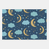 Golden Boho Moon mit Blume Wolken Geschenkpapier Set (Vorderseite 3)