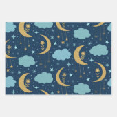 Golden Boho Moon mit Blume Wolken Geschenkpapier Set (Vorderseite 2)