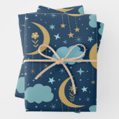 Golden Boho Moon mit Blume Wolken Geschenkpapier Set (Beispiel)