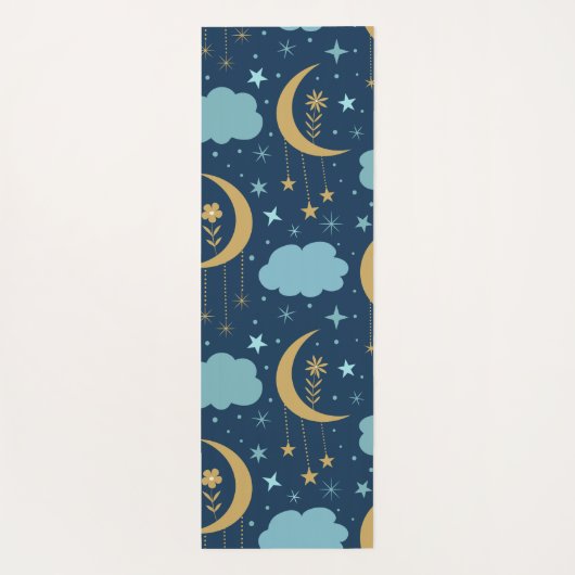 Golden Boho Moon mit Wolken Mit Monogramm Yogamatte (Rückseite)
