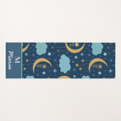 Golden Boho Moon mit Wolken Mit Monogramm Yogamatte (Vorderseite (Horizontal))
