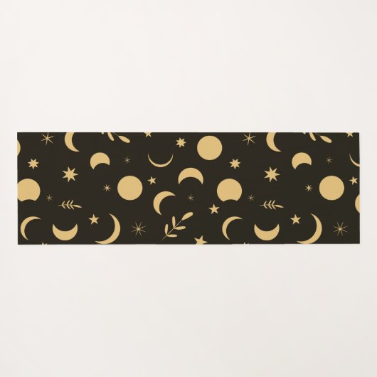 Golden Boho Moon Phases mit Monogramm Yogamatte (Rückseite (Horizontal))