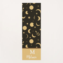 Golden Boho Moon Phases mit Monogramm Yogamatte