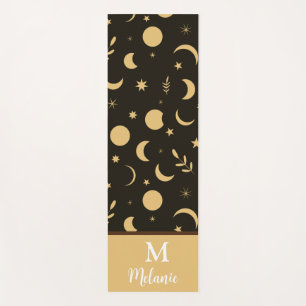 Golden Boho Moon Phases mit Monogramm Yogamatte