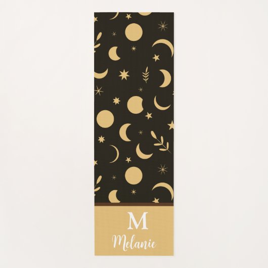 Golden Boho Moon Phases mit Monogramm Yogamatte (Vorderseite)