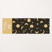 Golden Boho Moon Phases mit Monogramm Yogamatte (Vorderseite (Horizontal))
