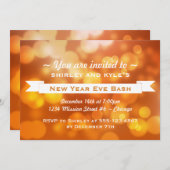 Golden Bokeh Happy Neues Jahr Party Feier Einladung (Vorne/Hinten)