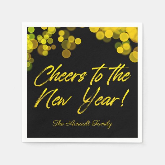 Golden Bokeh Lights | Feiern zum neuen Jahr Serviette (Vorderseite)