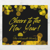 Golden Bokeh Lights zum Neujahr Schaumweinetikett (Einzelnes Label)