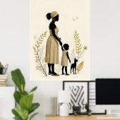 Golden Bond: Mother and Child with Deer Poster (Heimbüro)