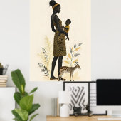 Golden Bond: Mother and Child with Zebra  Poster (Heimbüro)