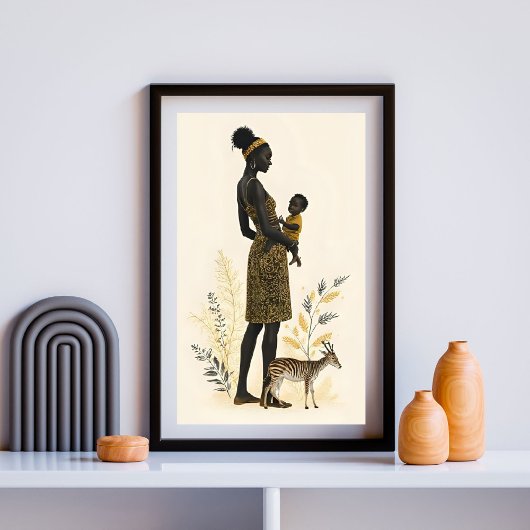Golden Bond: Mother and Child with Zebra Poster
