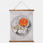 Golden Bonsai Sunrise Mosaic Wandteppich Mit Holzrahmen (Vorderseite)