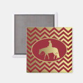Golden/Bordeaux Vergnügen Pferd Magnet (Vorderseite/Rückseite)
