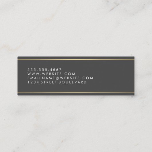 Golden Border Curry Text Mini Visitenkarte (Rückseite)