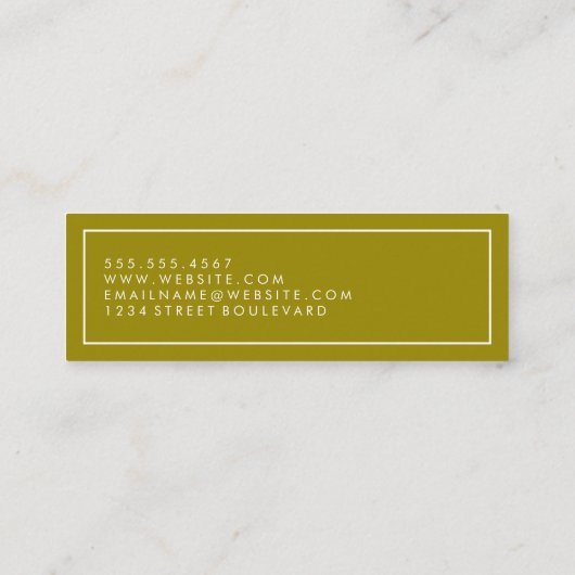 Golden Border Curry Text Mini Visitenkarte (Rückseite)