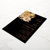 Golden Bouquet-Black and Gold Wedding Folieneinladung (Gedreht)