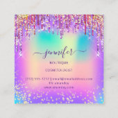 Golden Boutique Shop Glitzer Tropfen Holograph Quadratische Visitenkarte (Rückseite)