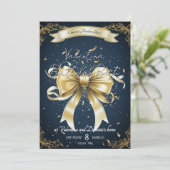 Golden Bow Birthday | Elegant Celebration Einladung (Stehend Vorderseite)