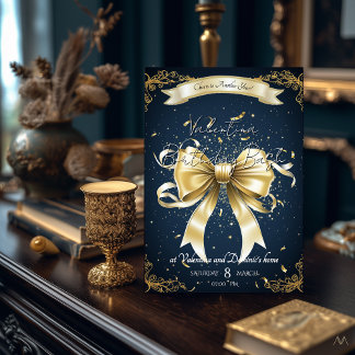 Golden Bow Birthday | Elegant Celebration Einladung