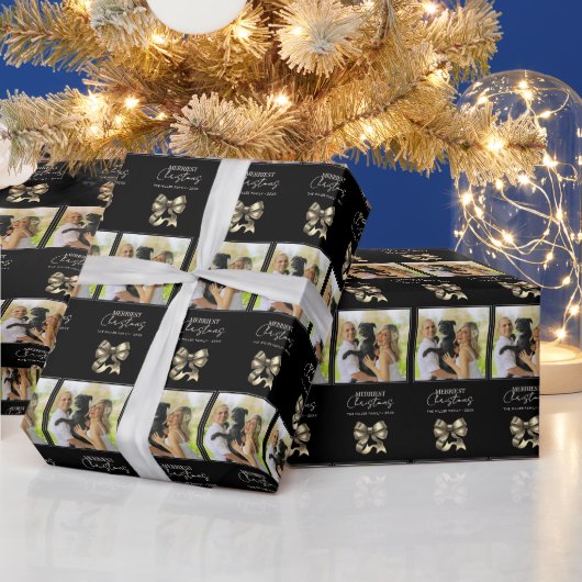 Golden Bow Weihnachts-Foto Geschenkpapier (Feiertage)