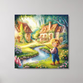Golden Boy by Stream Painting Canvas Print Leinwanddruck (Vorderseite)