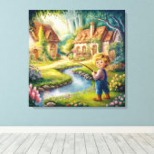 Golden Boy by Stream Painting Canvas Print Leinwanddruck (Insitu (Holzboden))